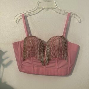 Corset Crop Top Pink shimmer Blouse